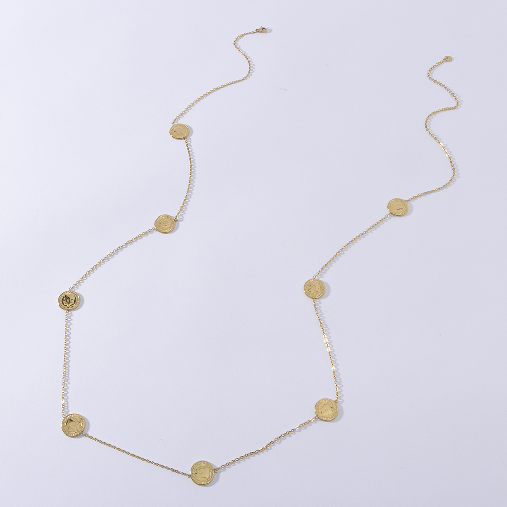 Coin Necklace Delicate - LUIZADA Modny naszyjnik ze stali nierdzewnej