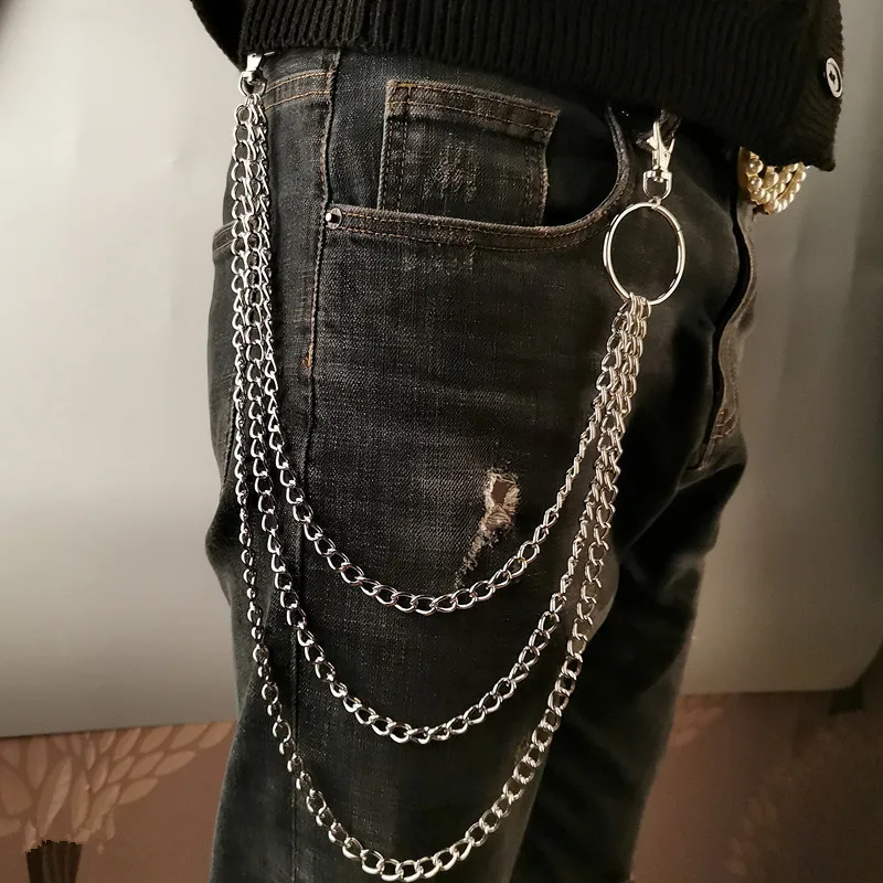 Wallet Chain Bag - Metalowy pasek z łańcuchem, punkowy haczyk,