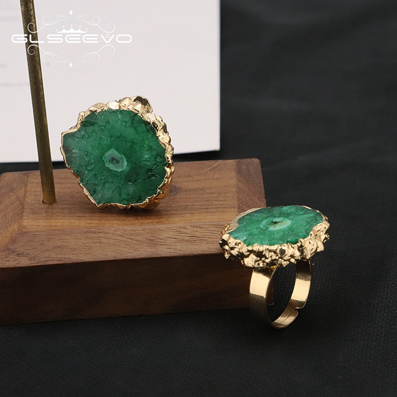 Women'S Accessories Gift Ideas - GLSEEVO zielony naturalny kamień regulowane pierścienie