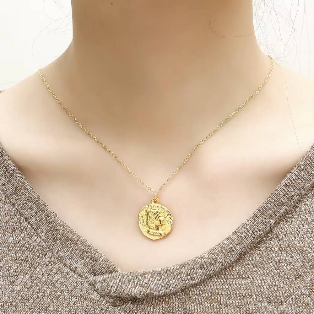 Coin Necklace Delicate - Naszyjnik damski ze stali nierdzewnej, pozłacany,