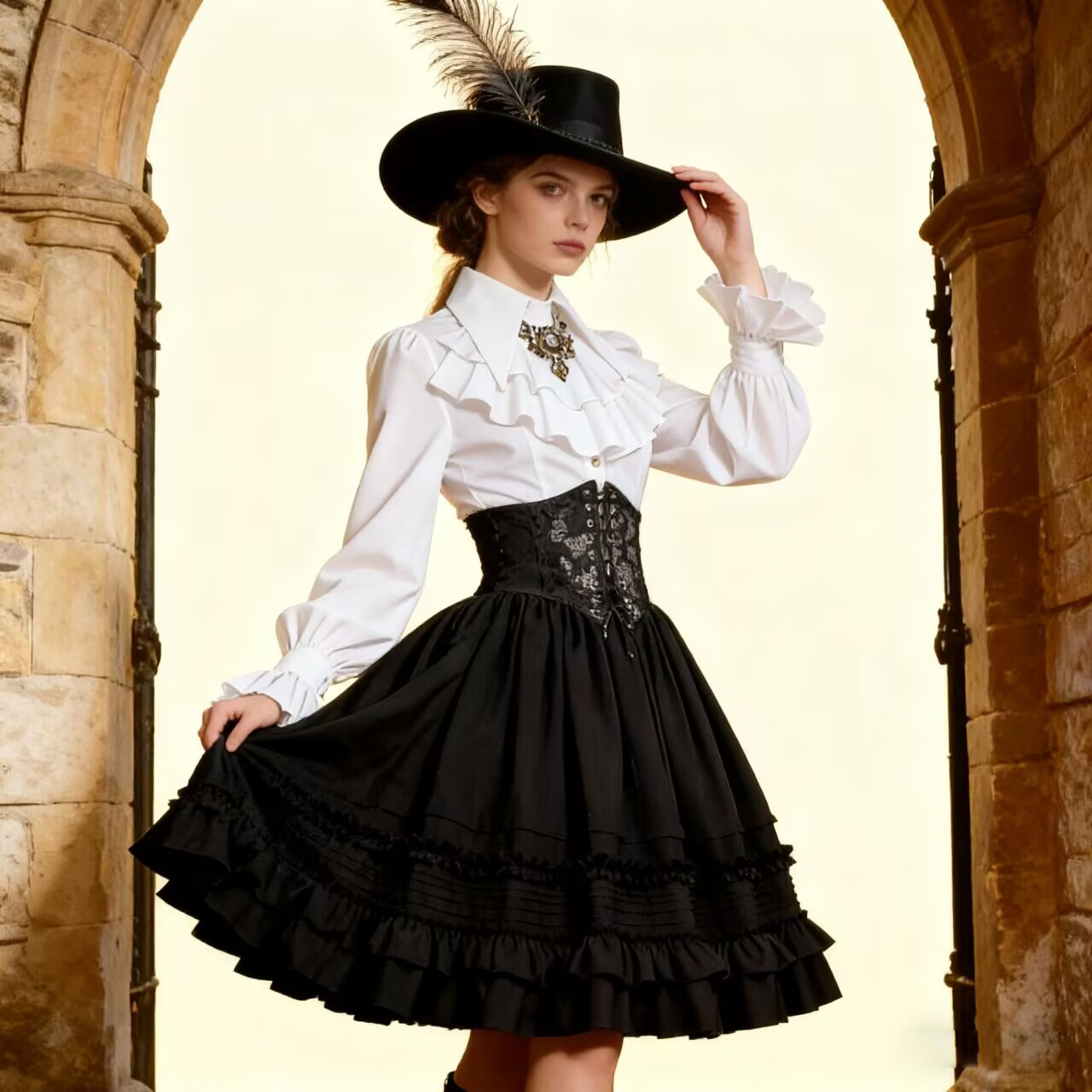 Women'S Accessories Louis Vuitton - Damska średniowieczna steampunkowa warstwowa spódnica Lolita